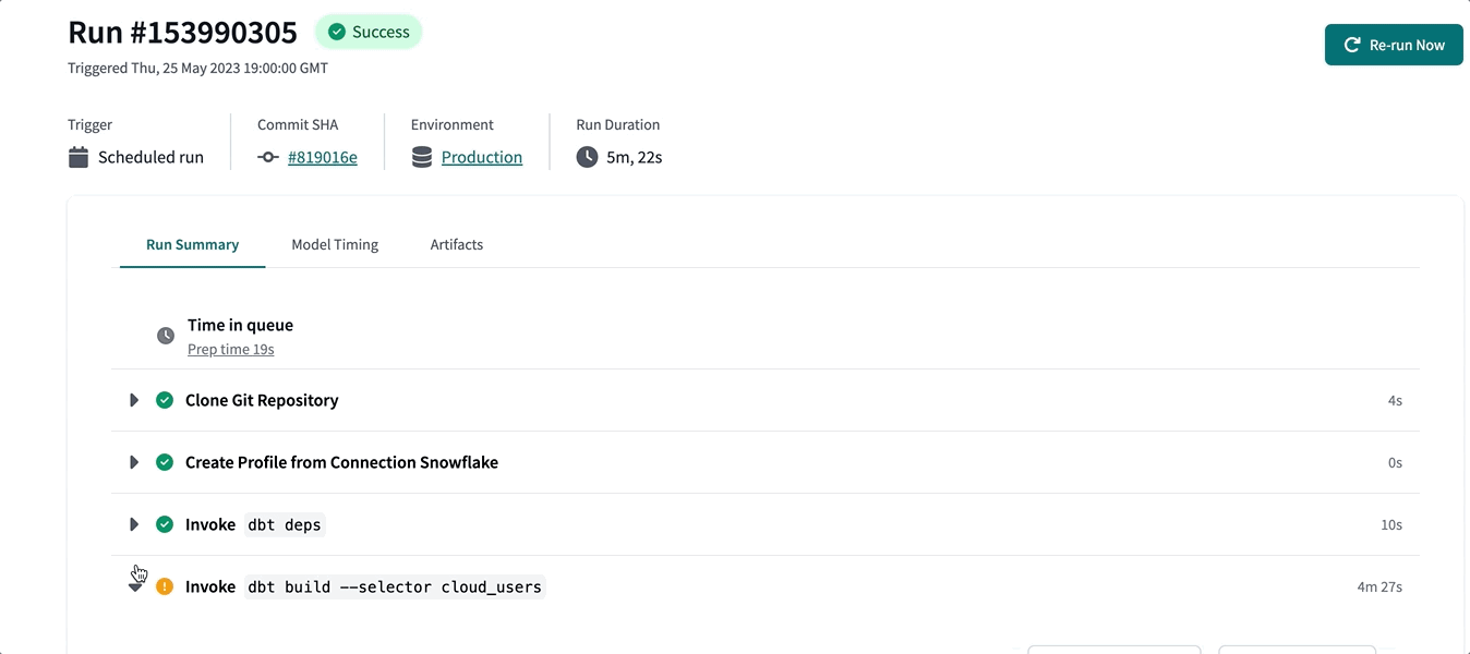 Improvements to run details and logs in dbt Cloud